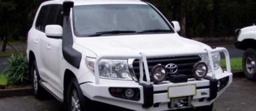 White Toyota 200 Series Landcruiser With Protector Bar